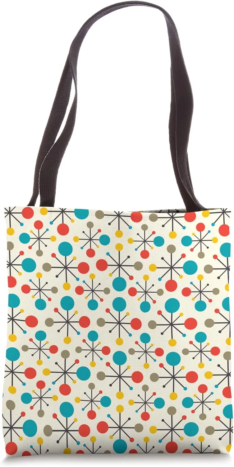 Midcentury Mid Century Retro Atomic Age Geometric Pattern Tote Bag
