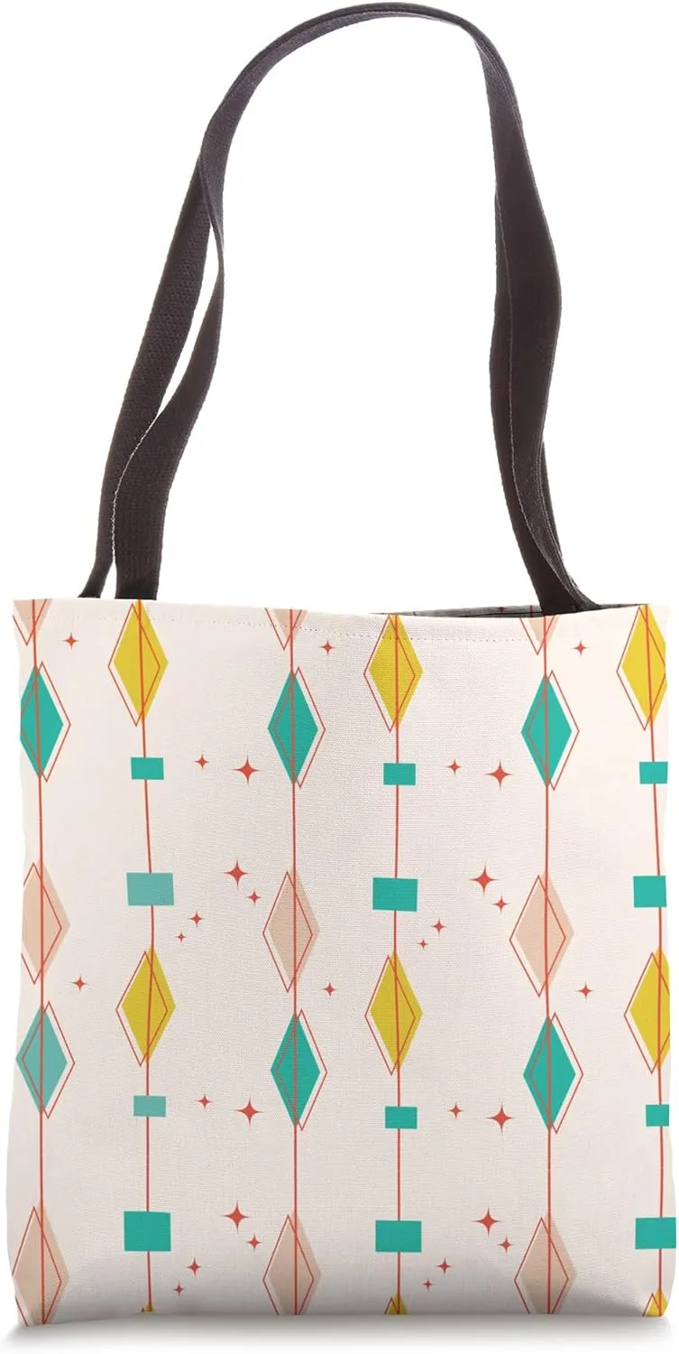 Midcentury Modern Abstract Geometric Retro-Inspired Pattern Tote Bag