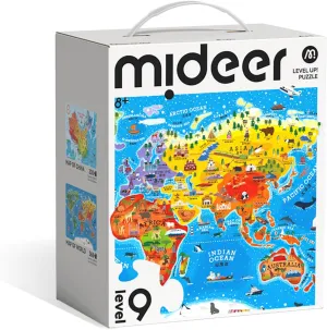 Mideer Level Up! Puzzles with Storage Bag - Level 9: World and China Map, 330 & 368 Pieces, Educational Geography Puzzle Set for Kids Ages 8 