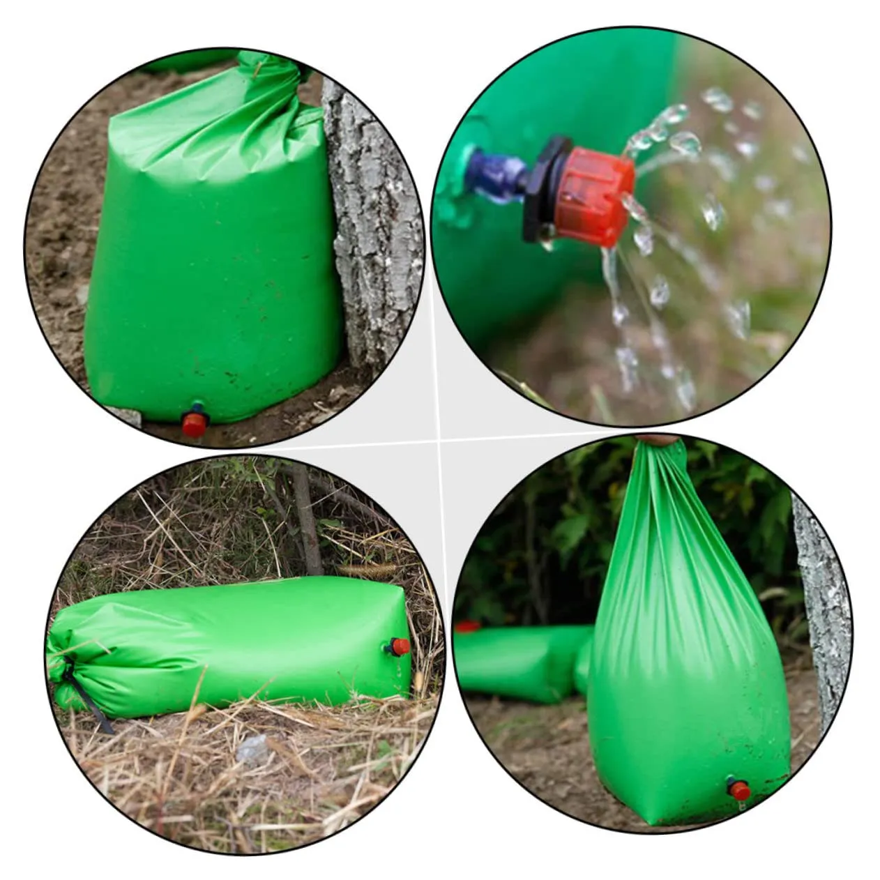 Mikikit 5pcs Plant Tree Watering Bags Trees Drip Irrigation Bags for Tree Irrigation Bags Watering Bags for Shrubs Tree Root Watering Bags Tree Bag Slow Release Watering Bag Green