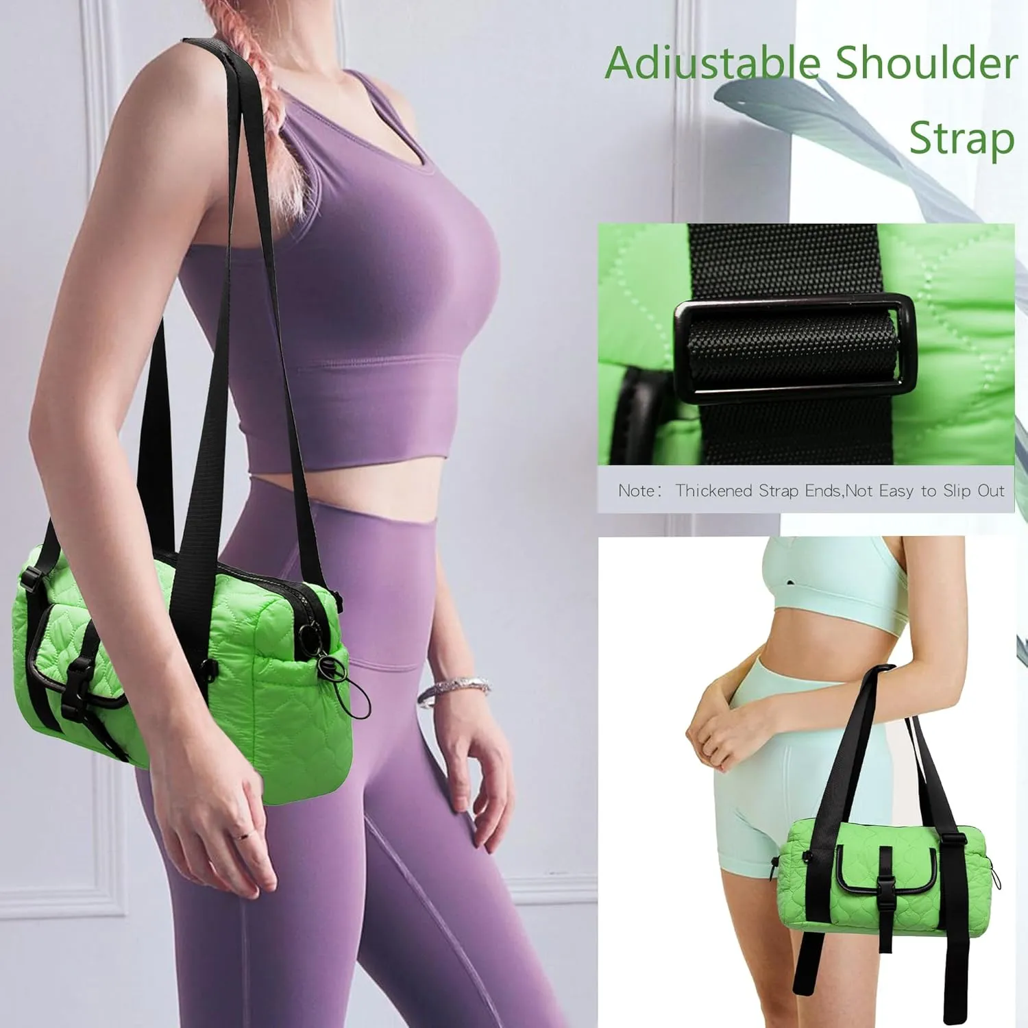 Mini gym bag for Women Waterproof Travel Duffle Bag Tote bag with Wet Compartments Small Workout Sport Bag for Girls (Green)