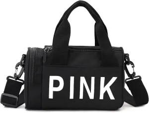 Mini Small Crossbody Bag Gym Bag for Women Men, Cute Small Duffle Bag Aesthetic Sports Handbag, Waterproof Gym Tote Bag Portable Fitness Shoulder Bag for Sports Travel (Black-a)