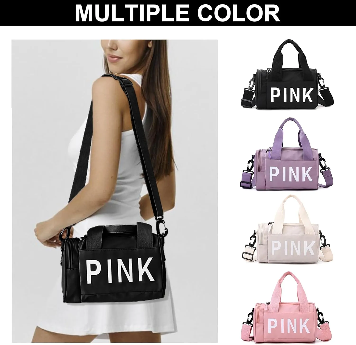 Mini Small Crossbody Bag Gym Bag for Women Men, Cute Small Duffle Bag Aesthetic Sports Handbag, Waterproof Gym Tote Bag Portable Fitness Shoulder Bag for Sports Travel (Black-a)