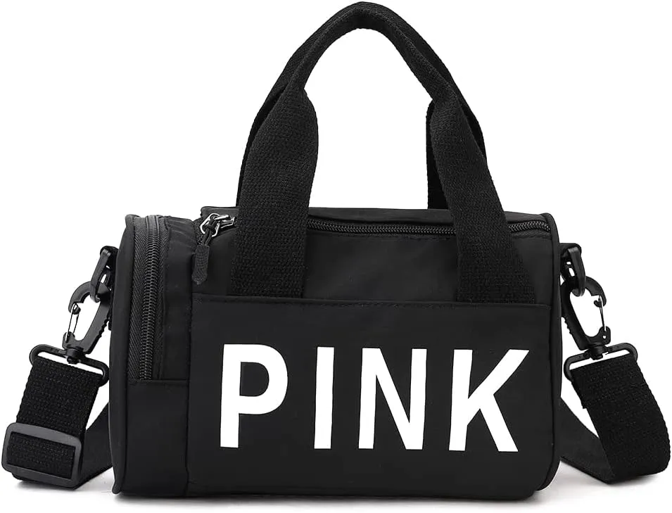 Mini Small Crossbody Bag Gym Bag for Women Men, Cute Small Duffle Bag Aesthetic Sports Handbag, Waterproof Gym Tote Bag Portable Fitness Shoulder Bag for Sports Travel (Black-a)