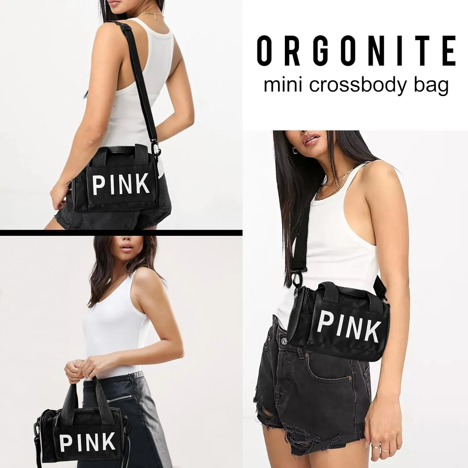Mini Small Crossbody Bag Gym Bag for Women Men, Cute Small Duffle Bag Aesthetic Sports Handbag, Waterproof Gym Tote Bag Portable Fitness Shoulder Bag for Sports Travel (Black-b)