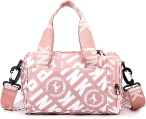 Mini Small Crossbody Bag Gym Bag for Women Men, Cute Small Duffle Bag Aesthetic Sports Handbag, Waterproof Gym Tote Bag Portable Fitness Shoulder Bag for Sports Travel (Pink-b)