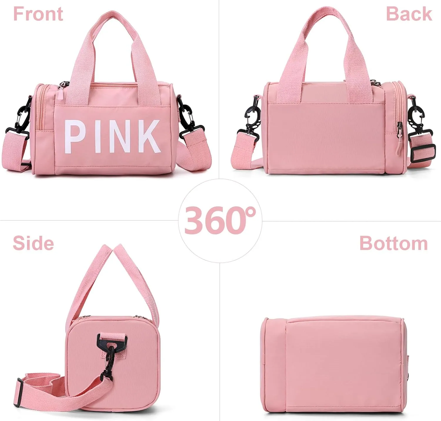 Mini Small Crossbody Bag Gym Bag for Women Men, Cute Small Duffle Bag Aesthetic Sports Handbag, Waterproof Gym Tote Bag Portable Fitness Shoulder Bag for Sports Travel (Pink-b)