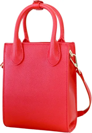 Mini Tote Crossbody Bag, Purse for Women and Girls with Adjustable Strap, Cardholder Pocket | Pebble Grain Vegan Leather