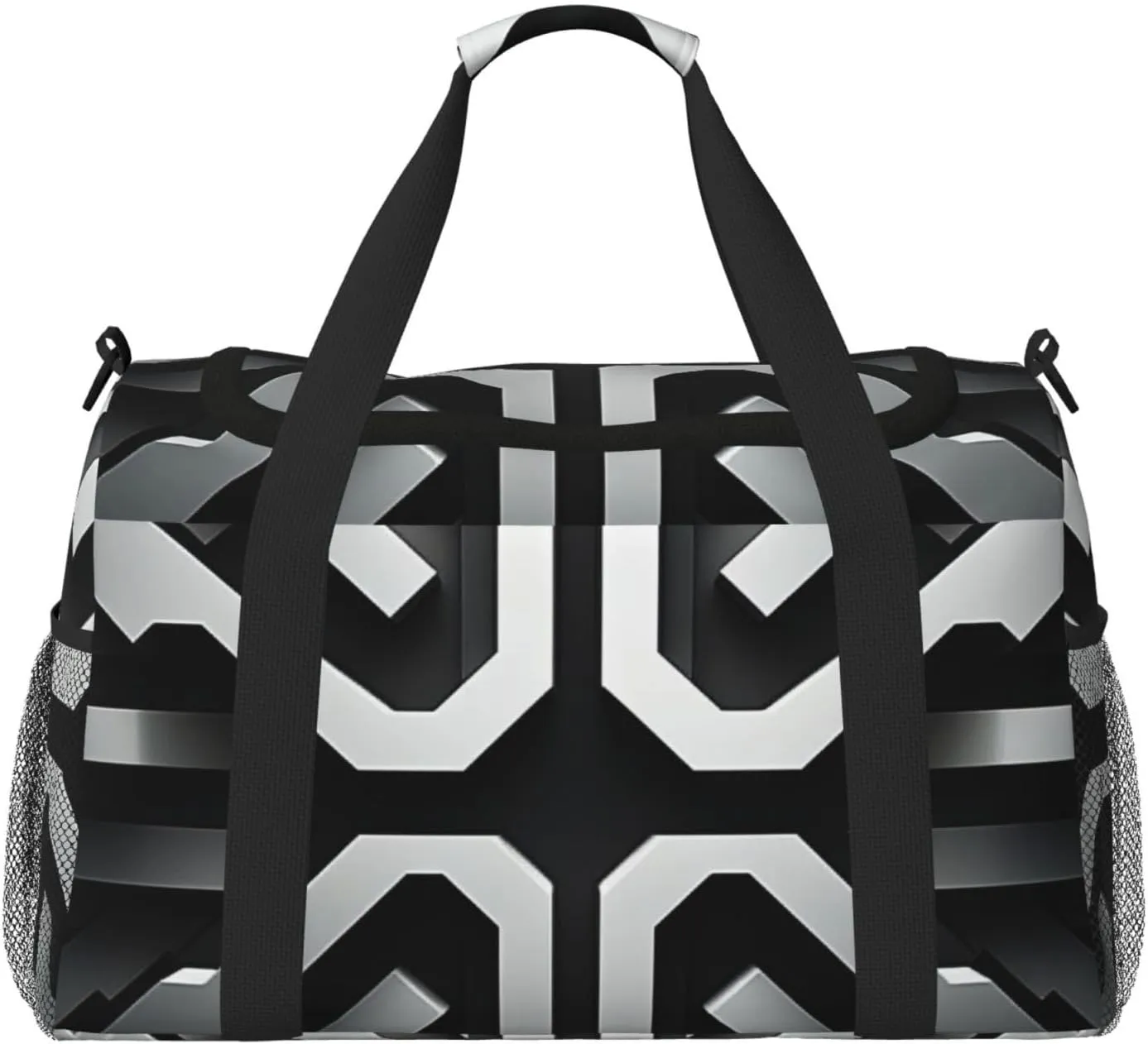Minimalist Black And White Geometric Travel Duffel Bag Tote Bag Sports Gym Bag For Women And Men