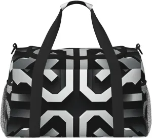 Minimalist Black And White Geometric Travel Duffel Bag Tote Bag Sports Gym Bag For Women And Men