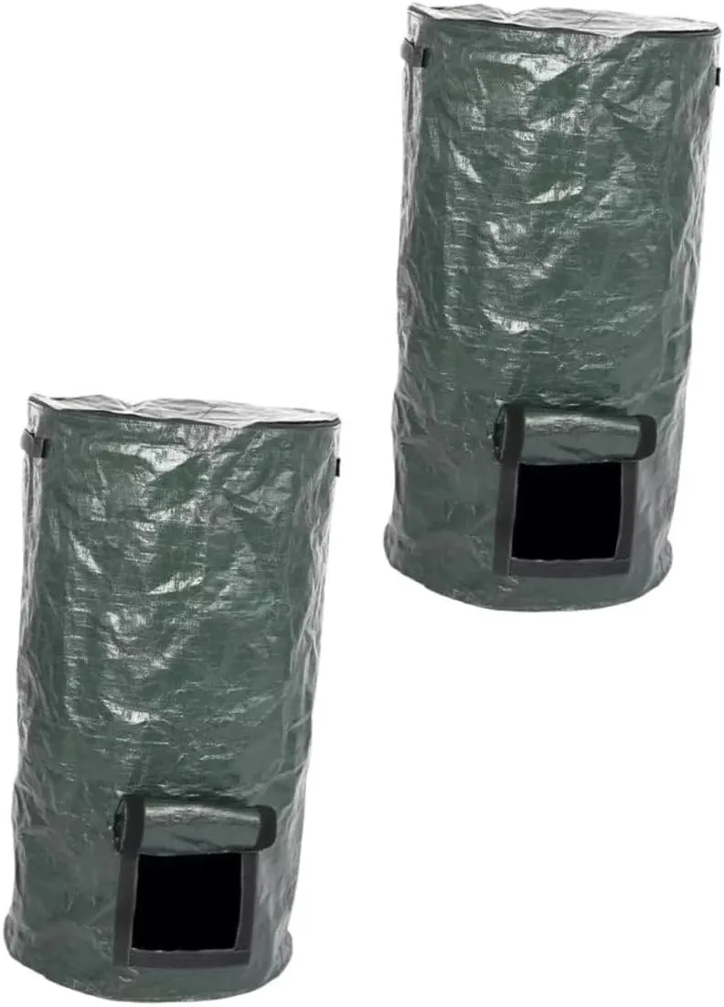 Mipcase Portable Garden Leaf Bag Large Storage for Compost Waste 2pcs Black Garden Grow Bags
