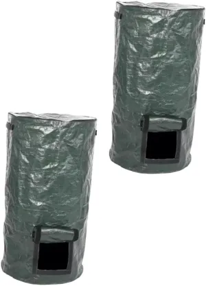 Mipcase Portable Garden Leaf Bag Large Storage for Compost Waste 2pcs Black Garden Grow Bags