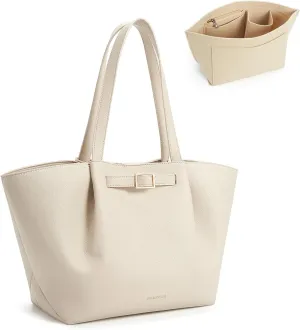 Missnine Large Work Tote Bag for Women with Felt Organizer Insert, Designer Handbags Pu Leather Weekender Bag for Travel