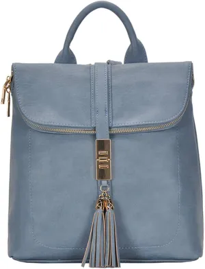 Miztique Diana Backpack Purse | Soft Vegan Leather Flap Over Tote Bag | 11L x 5.25W x 12H (Blue)