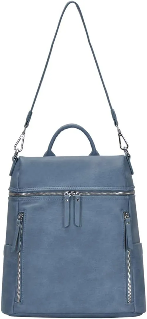 Miztique The Sienna Backpack Purse for Women, Sleek Shoulder Bag, Soft Vegan Leather (Blue)
