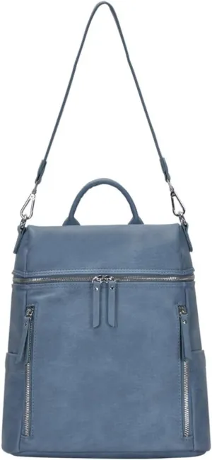 Miztique The Sienna Backpack Purse for Women, Sleek Shoulder Bag, Soft Vegan Leather (Blue)