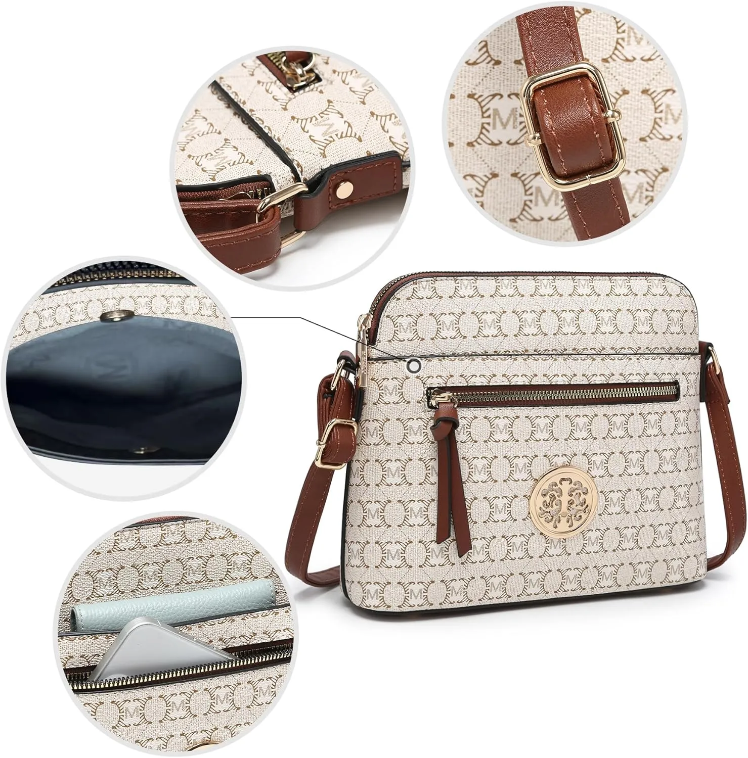 MKP COLLECTION Womens Fashion Crossbody Bag Medium Shoulder Purse with Adjustable Strap Multi Pockets for Travel Daily Use