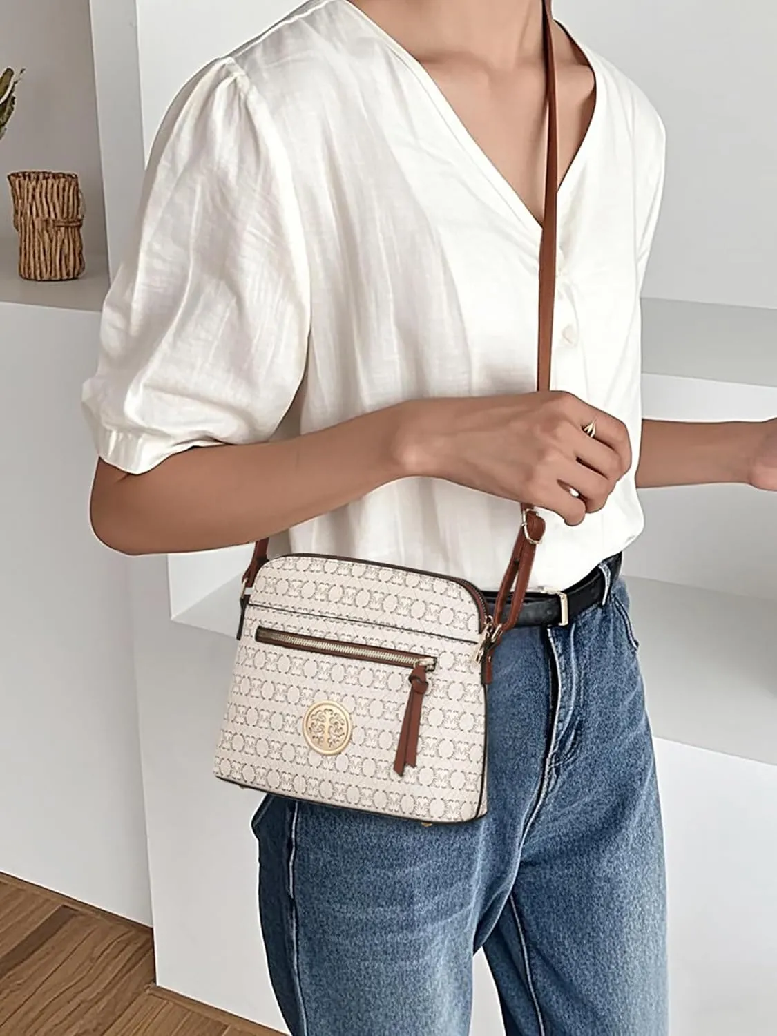 MKP COLLECTION Womens Fashion Crossbody Bag Medium Shoulder Purse with Adjustable Strap Multi Pockets for Travel Daily Use