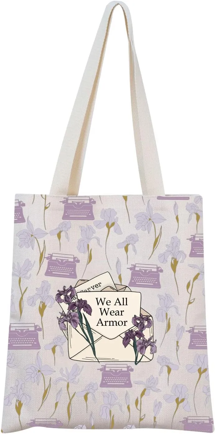 MNIGIU Divine Rivals Book Inspired Gift We All Wear Armor Tote Bag Divine Rivals Merch For Reader