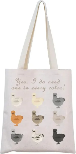 MNIGIU Funny Silkie Chicken Gift Silkie Chicken Tote Bag Silkie Chicken Owner Gift Silkie Chicken Lover Gift For Farmer