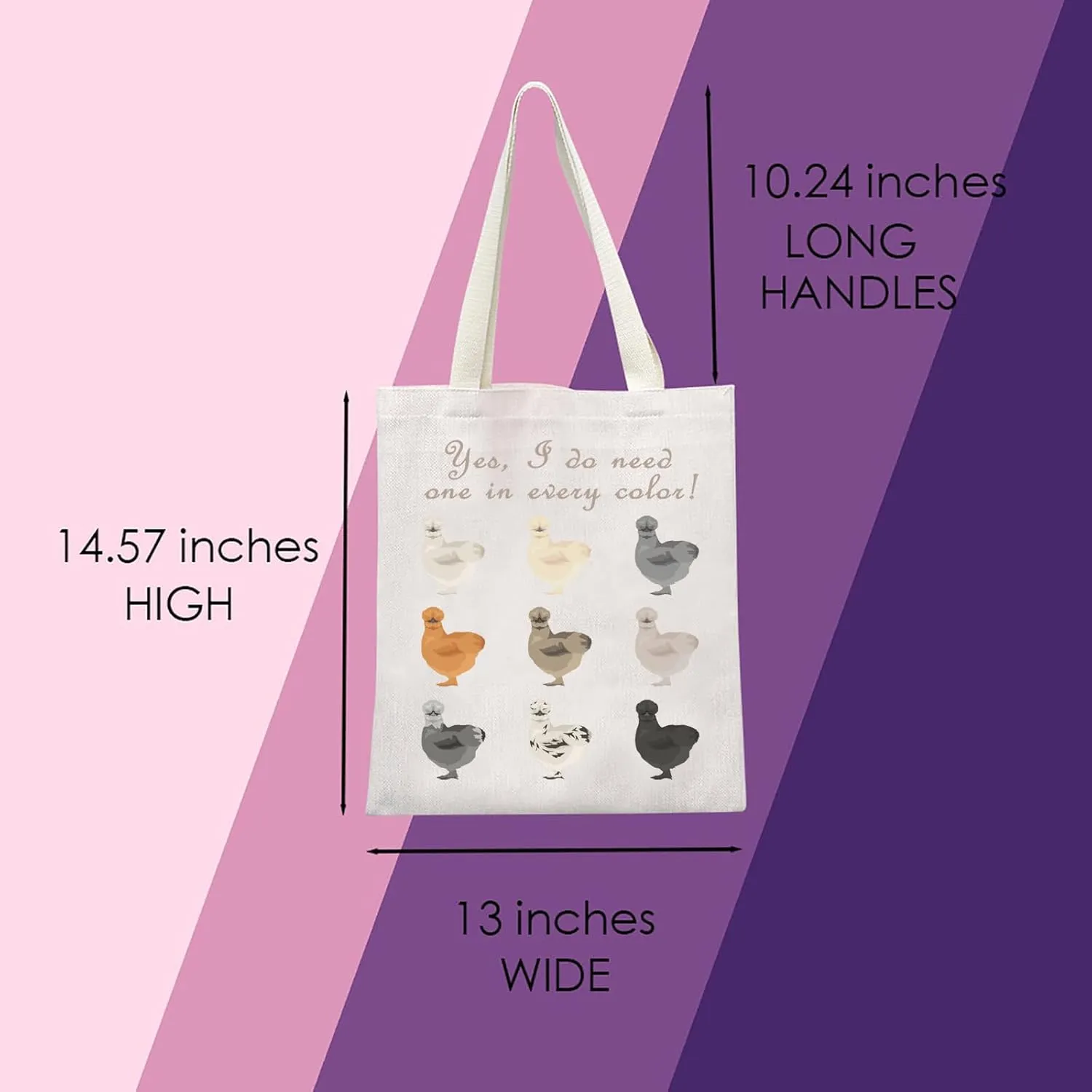MNIGIU Funny Silkie Chicken Gift Silkie Chicken Tote Bag Silkie Chicken Owner Gift Silkie Chicken Lover Gift For Farmer