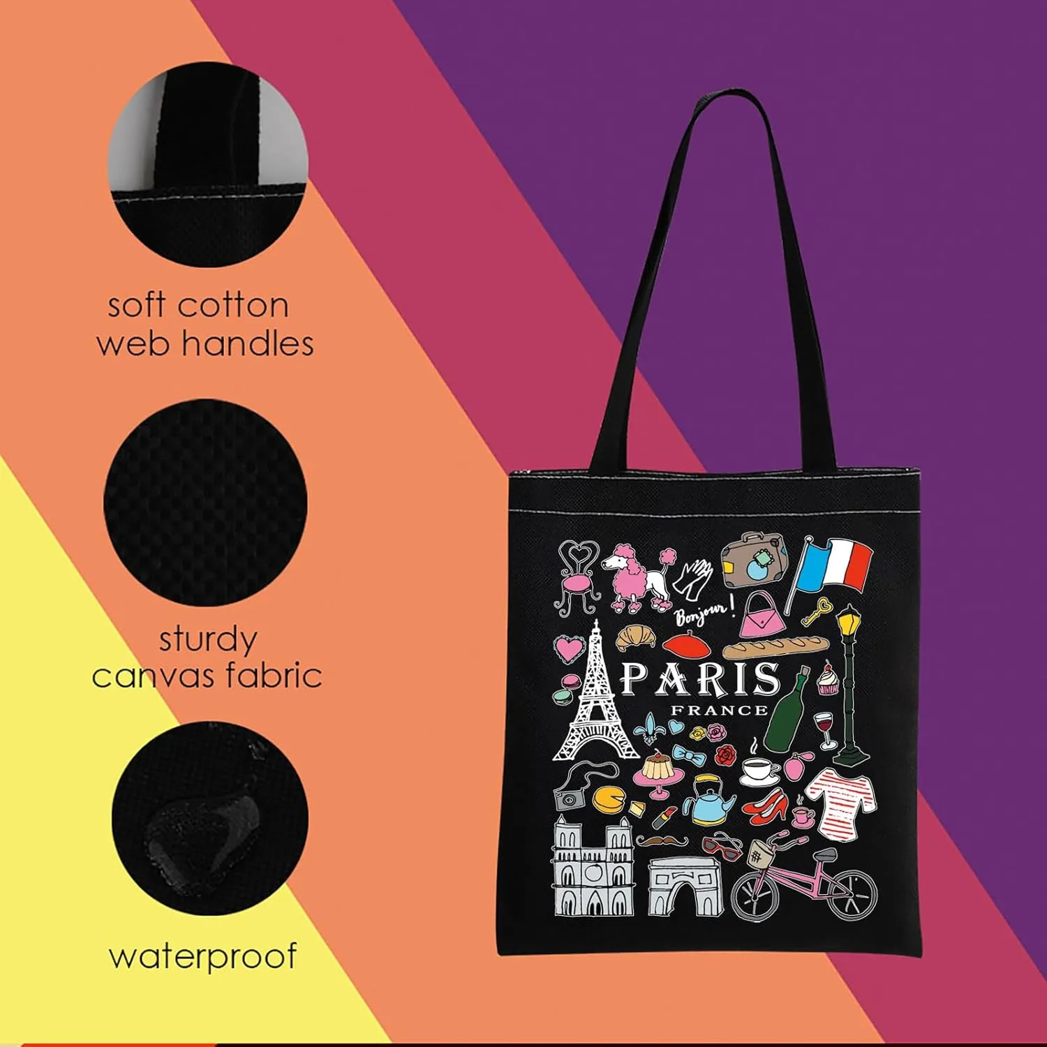 MNIGIU Paris Tote Bag France Lovers Gift Paris Travel Gift Paris Souvenir Gift Paris Welcome Bag