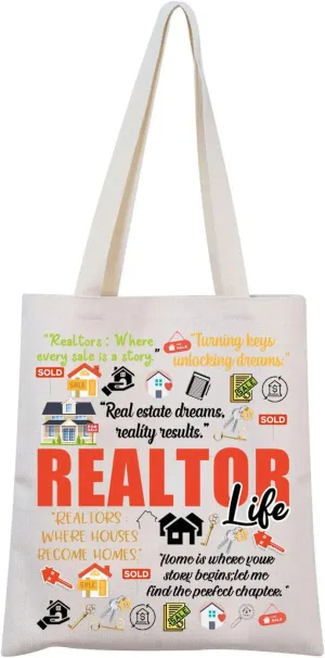 MNIGIU Real Estate Agents Gift Realtor Life Tote Bag Realtor Thank You Gift Real Estate Closing Gift (Realtor Tote)