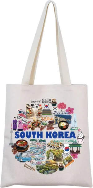 MNIGIU South Korea Tote Bag Moving to South Korea Gift South Korea Souvenir Gift South Korea Travel Gift (South Korea Tote), Small