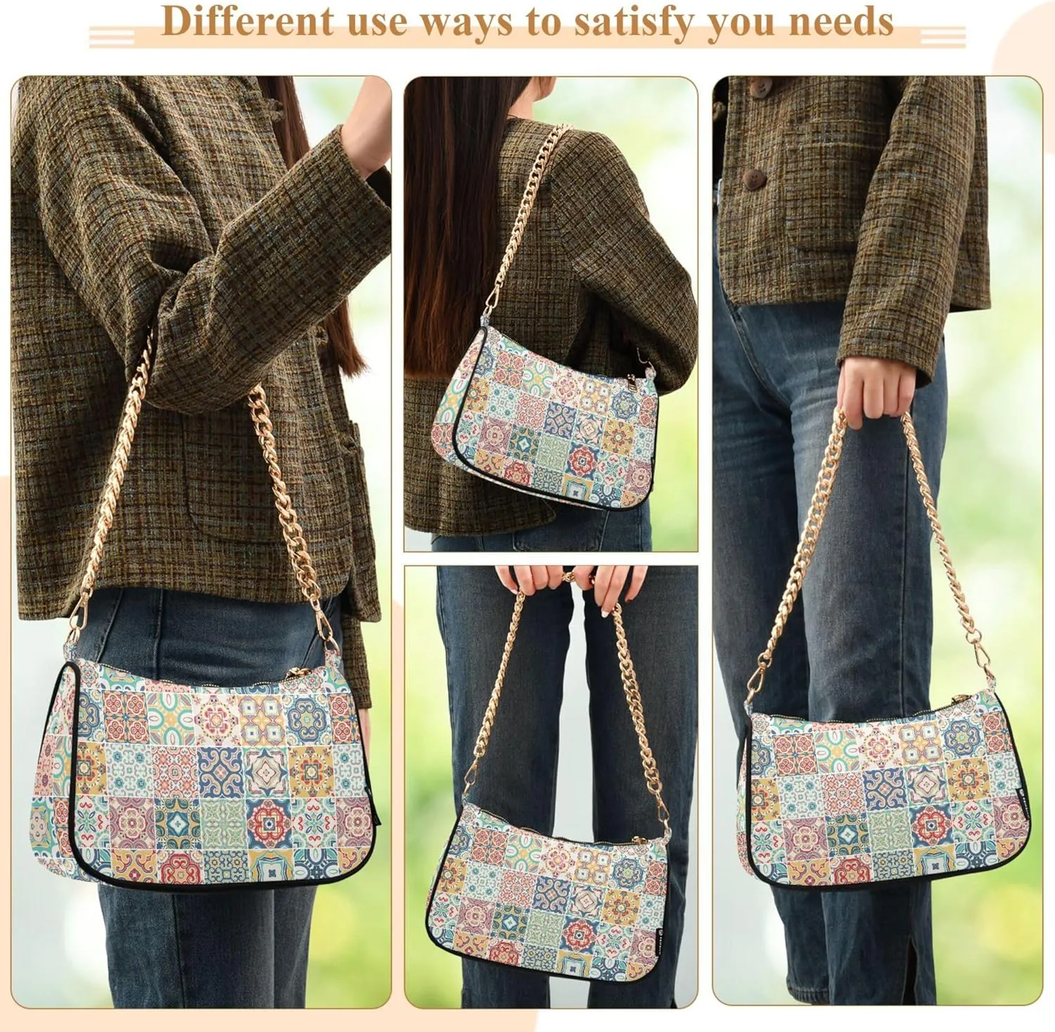 MNSRUU Handbag Purses for Women Boho Chain Shoulder Bag
