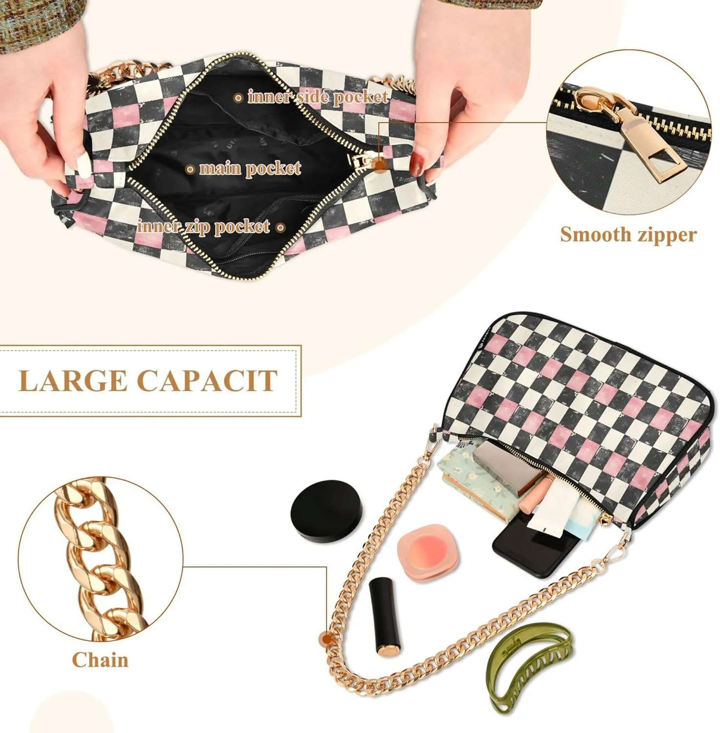 MNSRUU Handbag Purses for Women Boho Chain Shoulder Bag