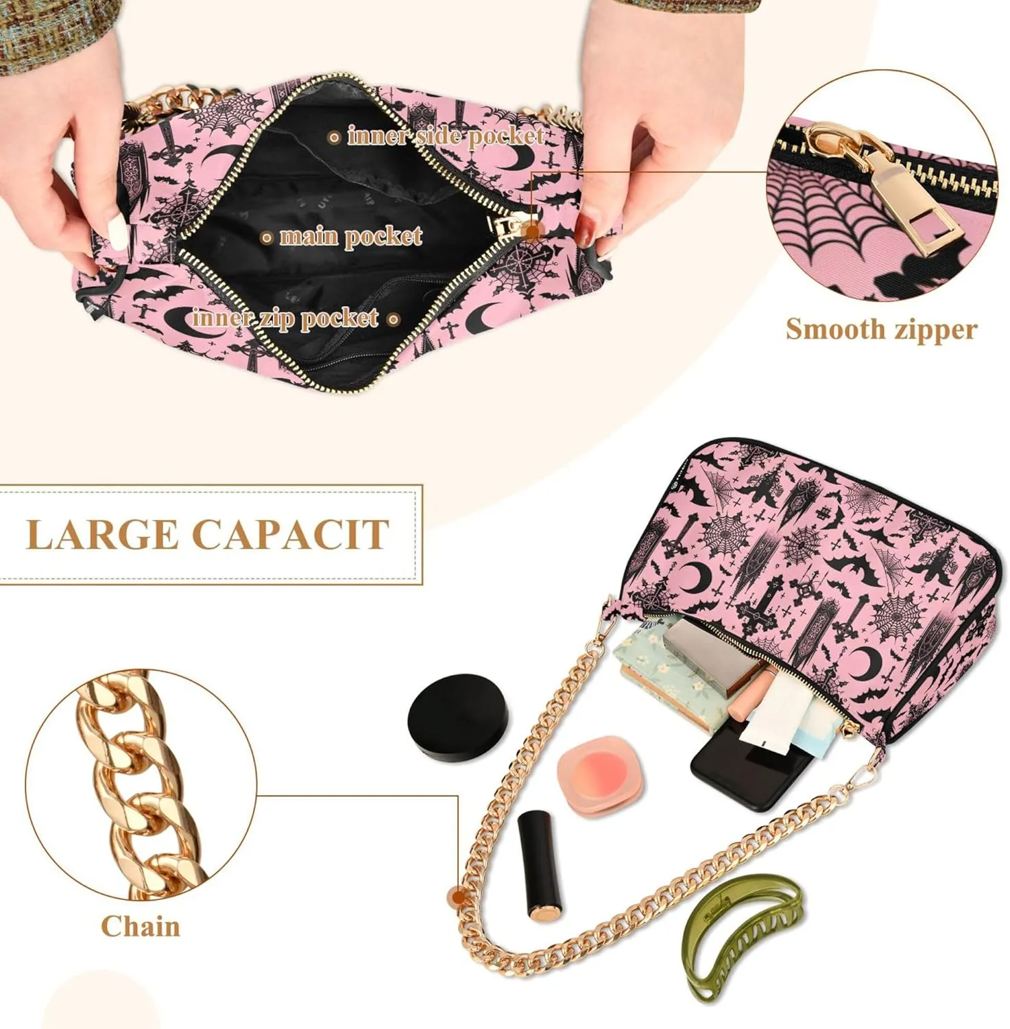 MNSRUU Handbag Purses for Women Boho Chain Shoulder Bag