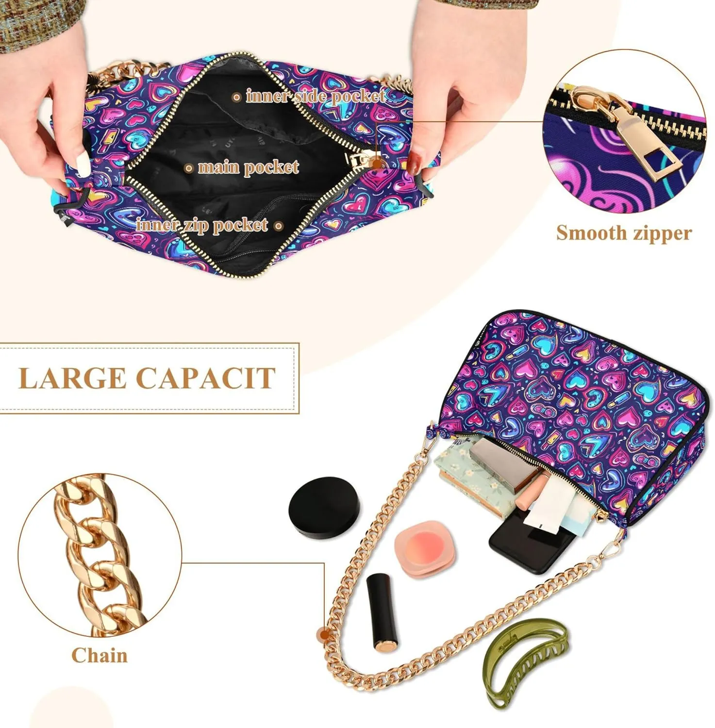 MNSRUU Handbag Purses for Women Boho Chain Shoulder Bag