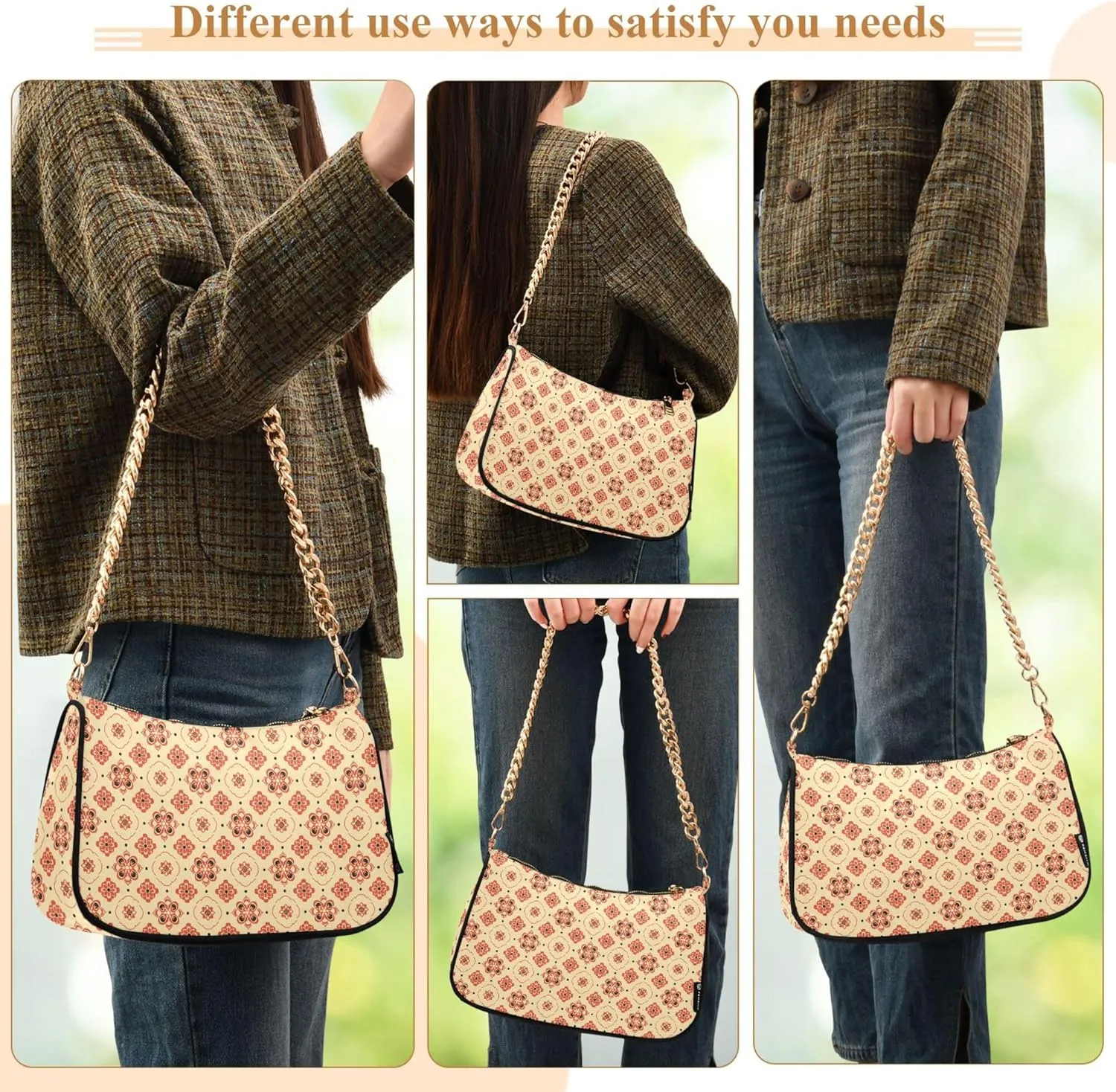 MNSRUU Handbag Purses for Women Boho Chain Shoulder Bag