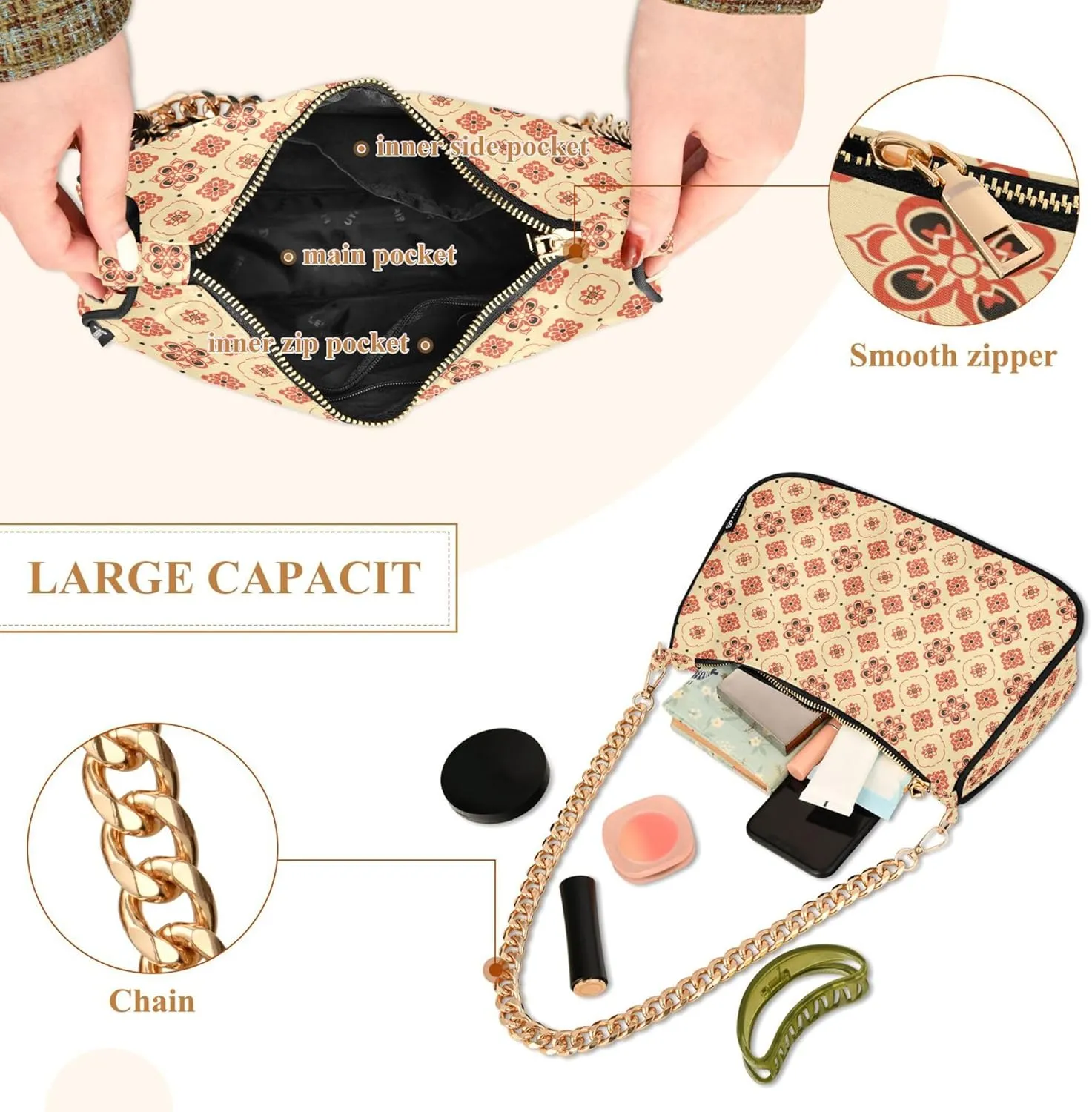 MNSRUU Handbag Purses for Women Boho Chain Shoulder Bag