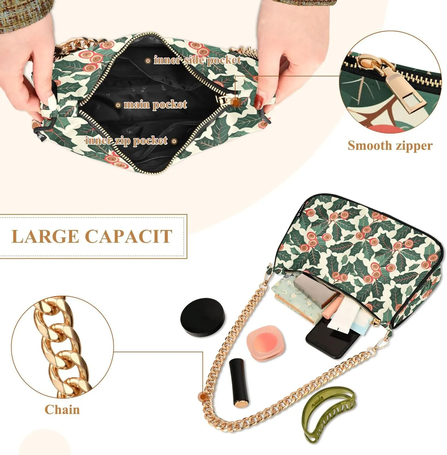 MNSRUU Handbag Purses for Women Lemons Chain Shoulder Bag