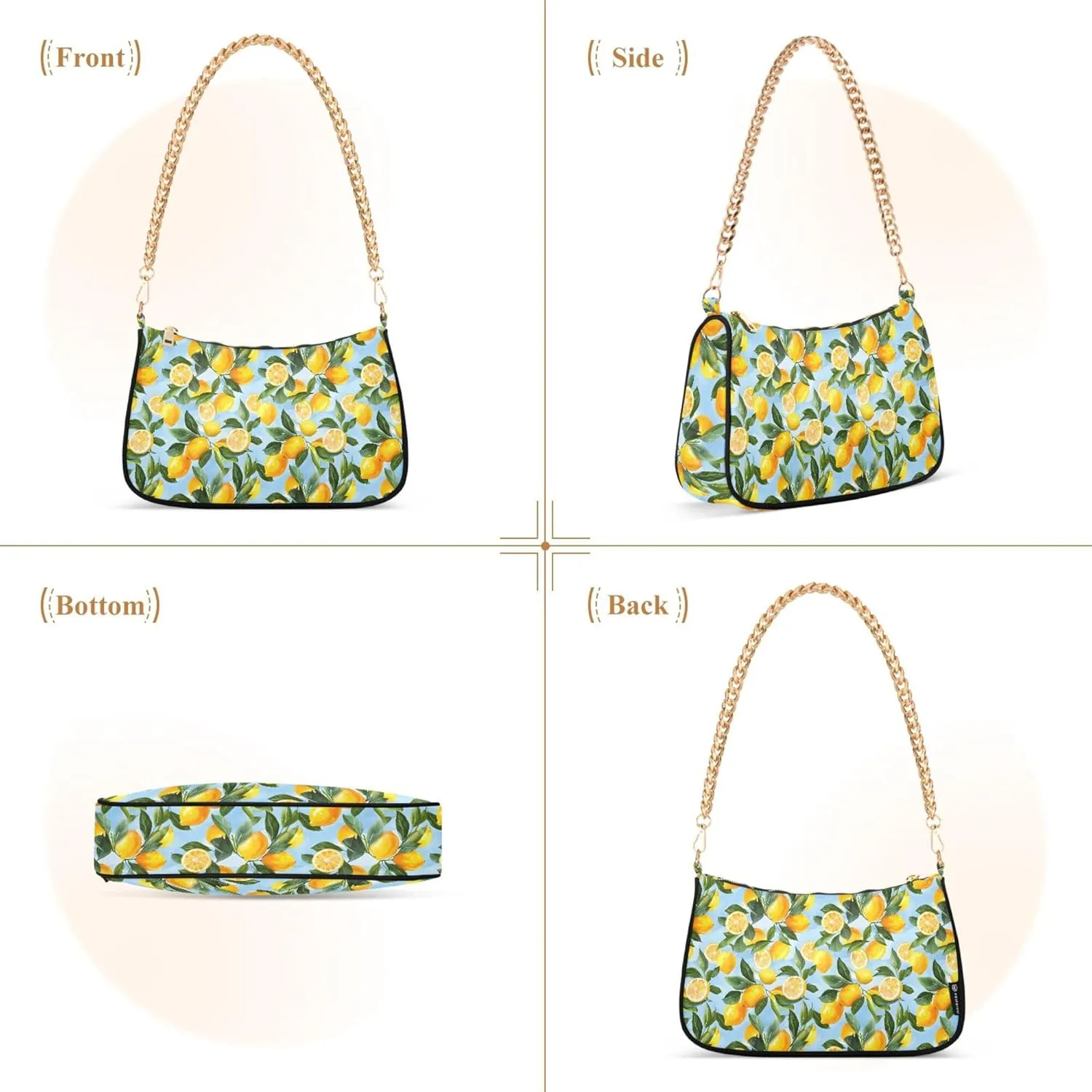 MNSRUU Handbag Purses for Women Lemons Chain Shoulder Bag