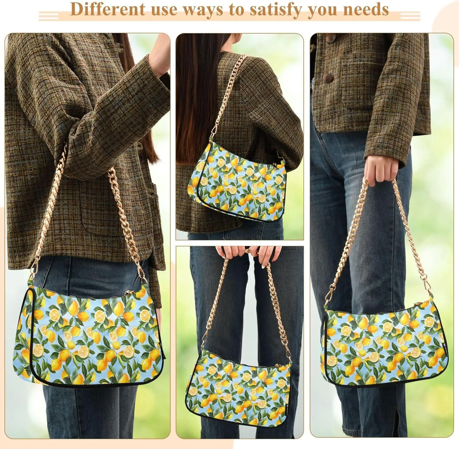 MNSRUU Handbag Purses for Women Lemons Chain Shoulder Bag