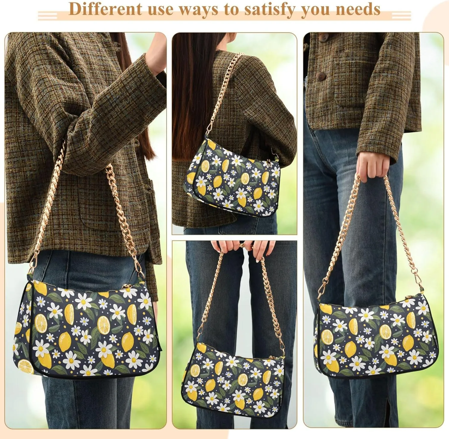 MNSRUU Handbag Purses for Women Lemons Chain Shoulder Bag