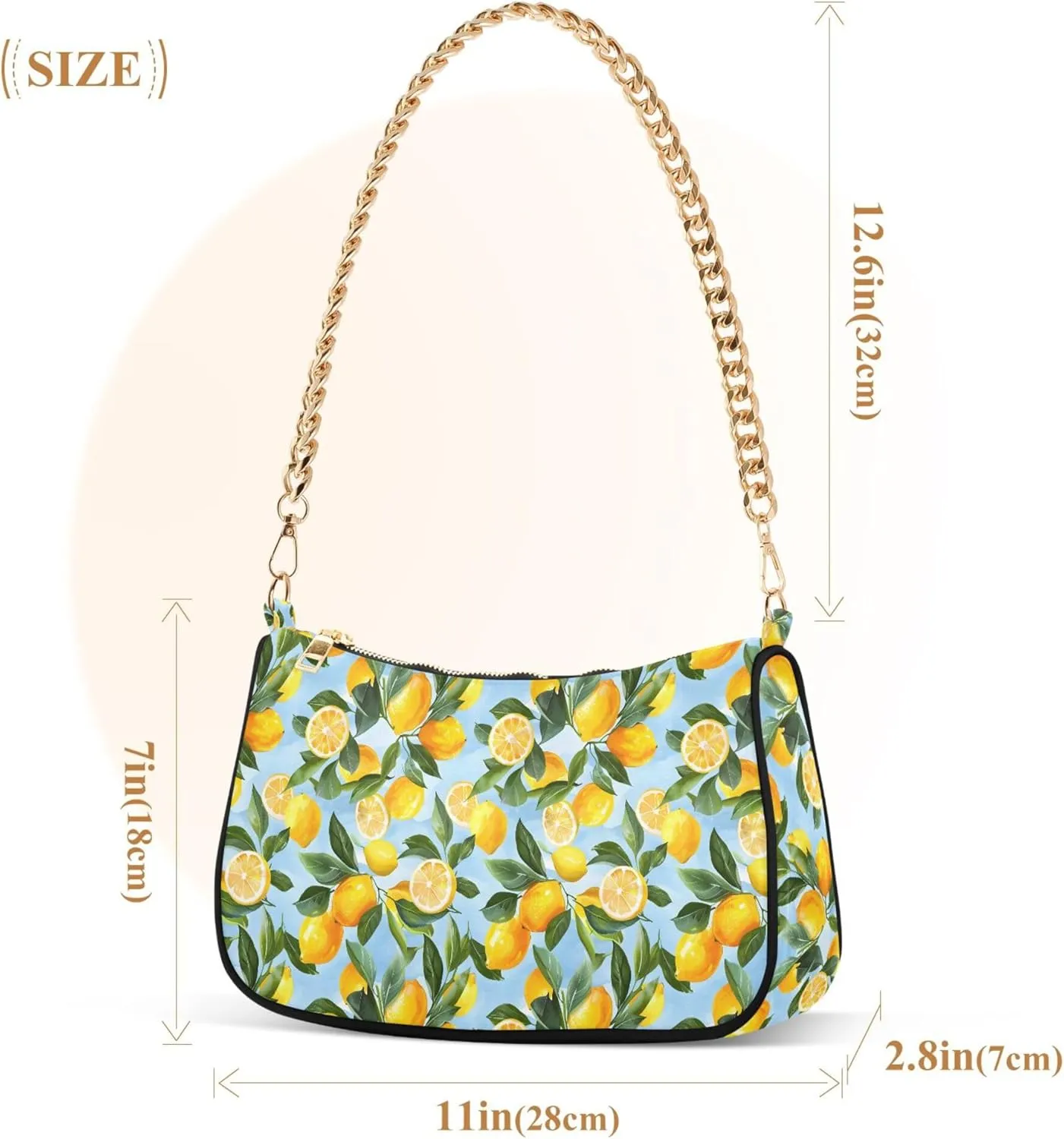MNSRUU Handbag Purses for Women Lemons Chain Shoulder Bag