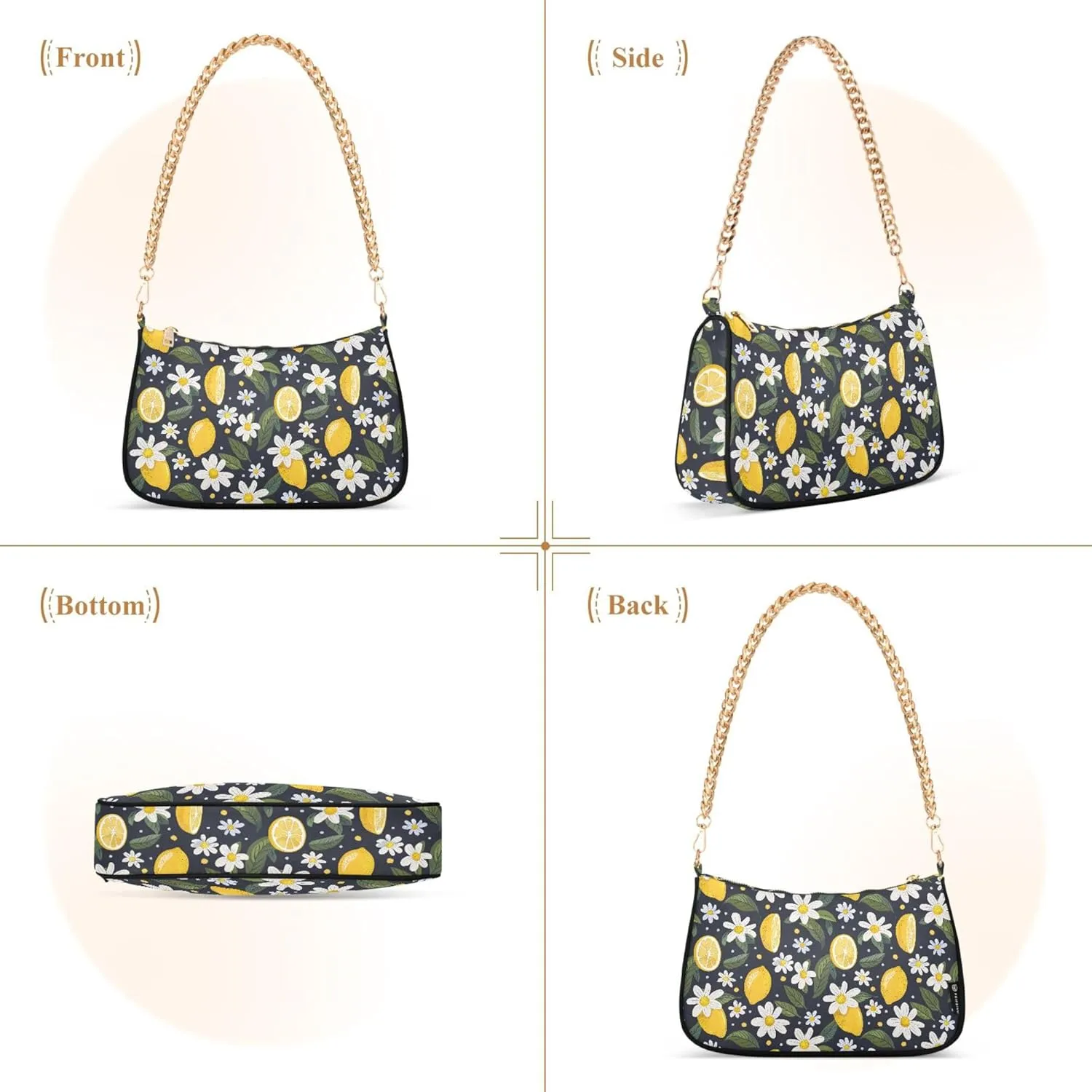 MNSRUU Handbag Purses for Women Lemons Chain Shoulder Bag