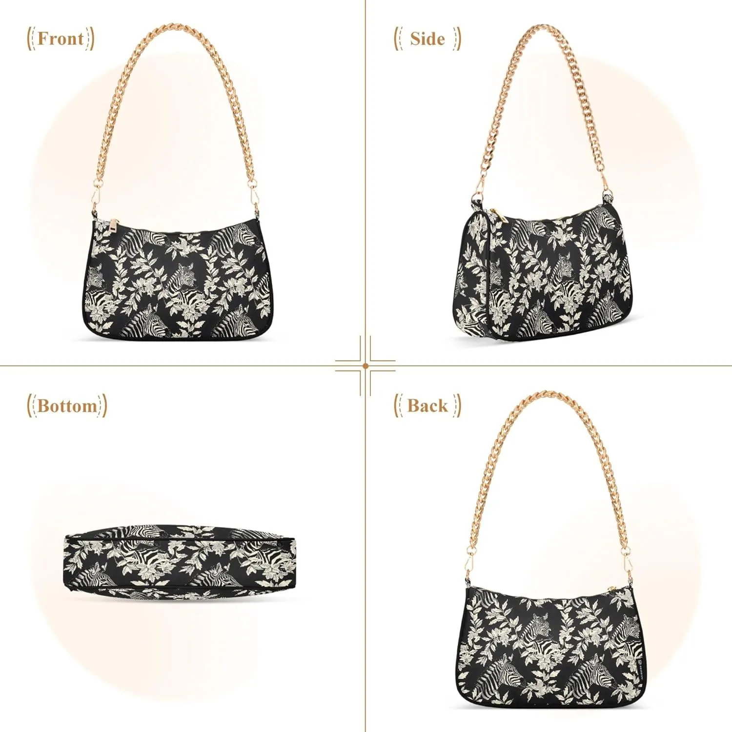 MNSRUU Handbag Purses for Women Zebra Chain Shoulder Bag