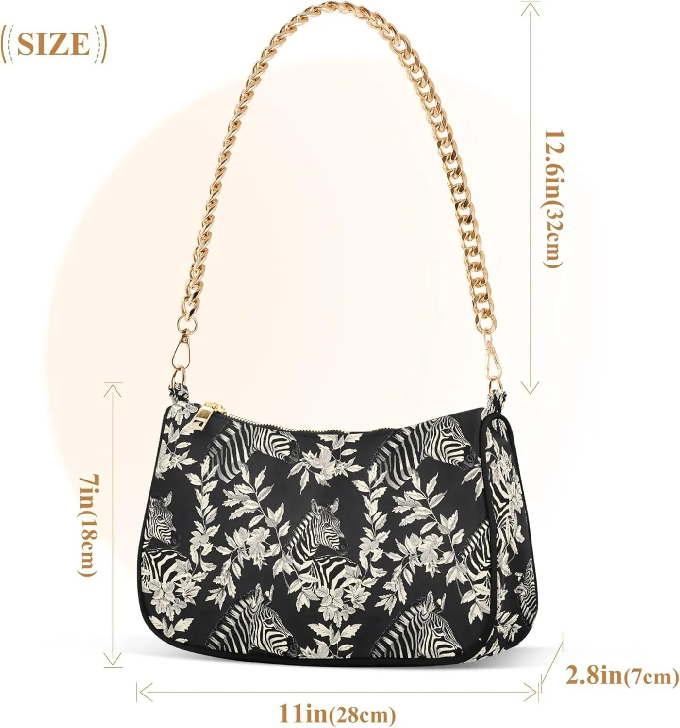 MNSRUU Handbag Purses for Women Zebra Chain Shoulder Bag