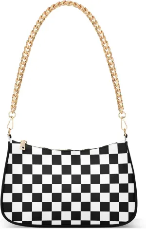 MNSRUU Handbag Purses Women Black Checkered Chain bag