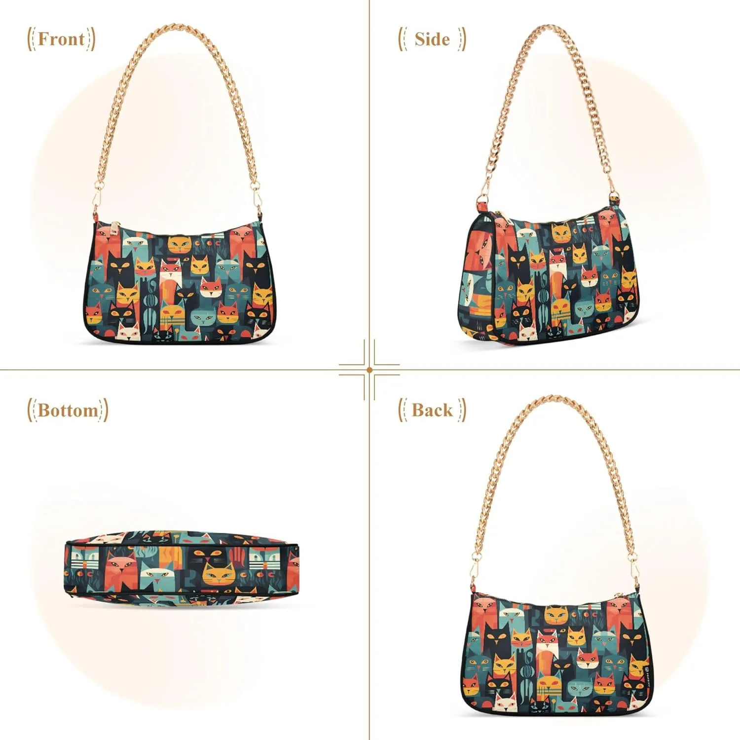 MNSRUU Handbag Purses Women Cut Chain Shoulder bag