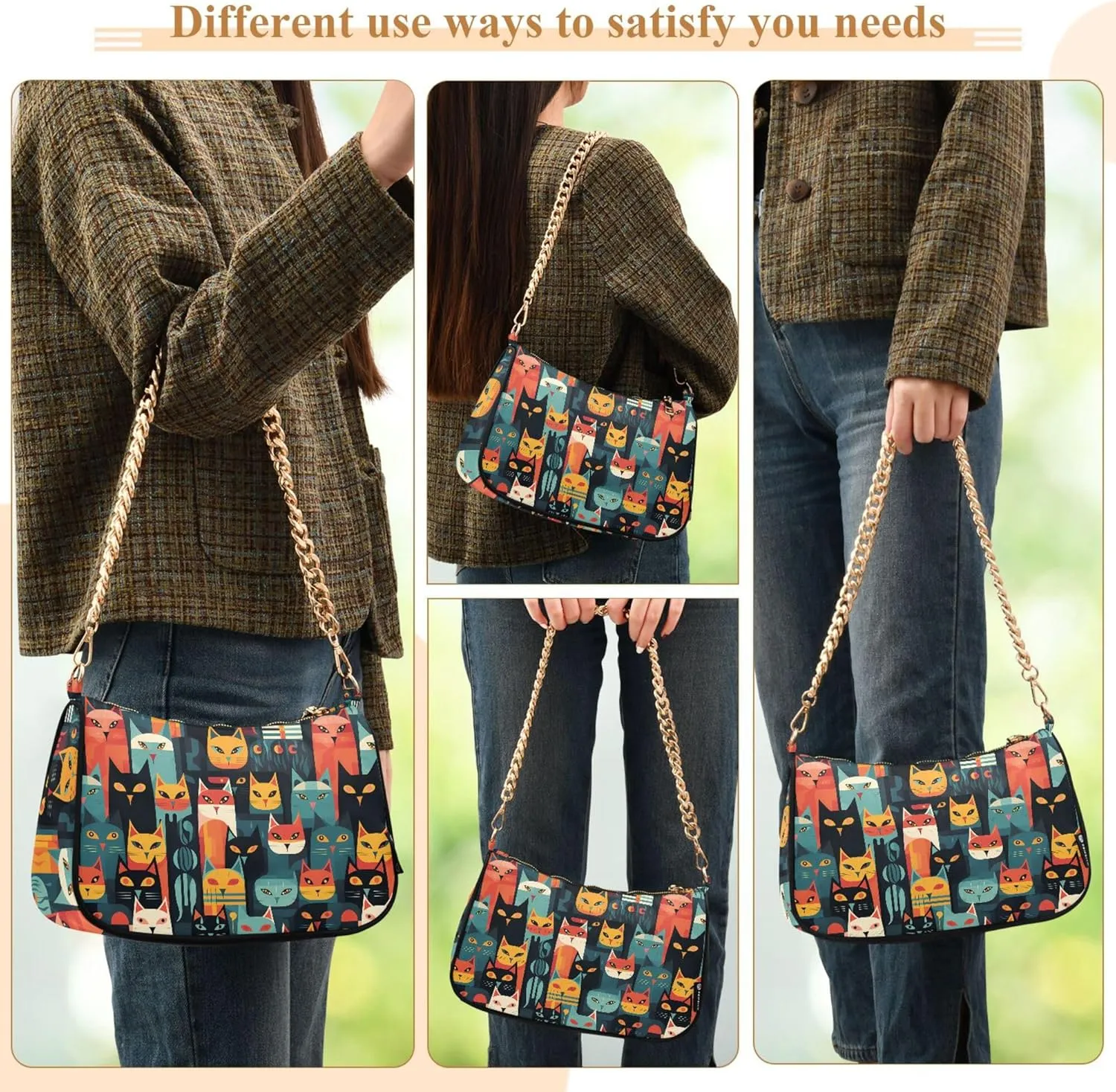 MNSRUU Handbag Purses Women Cut Chain Shoulder bag