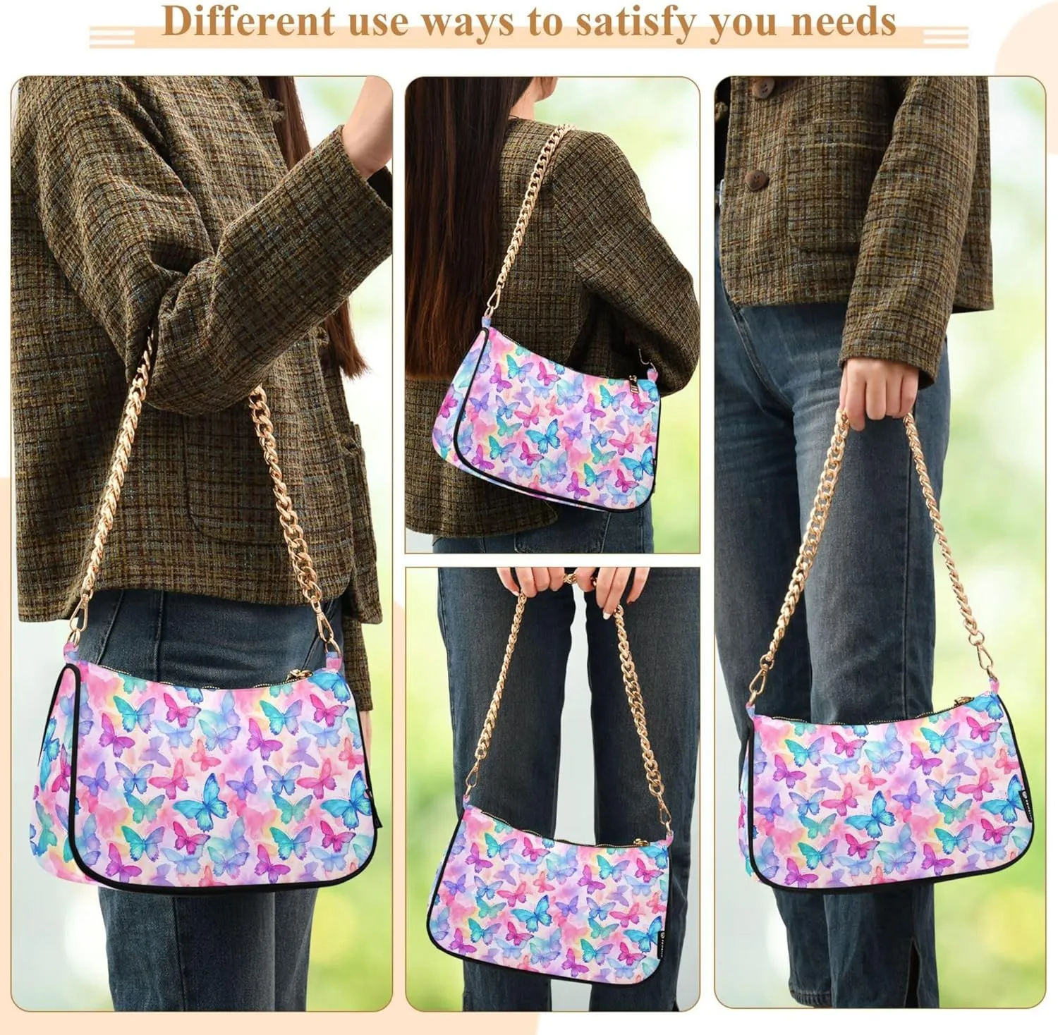 MNSRUU Handbag Purses Women Cut Chain Shoulder bag
