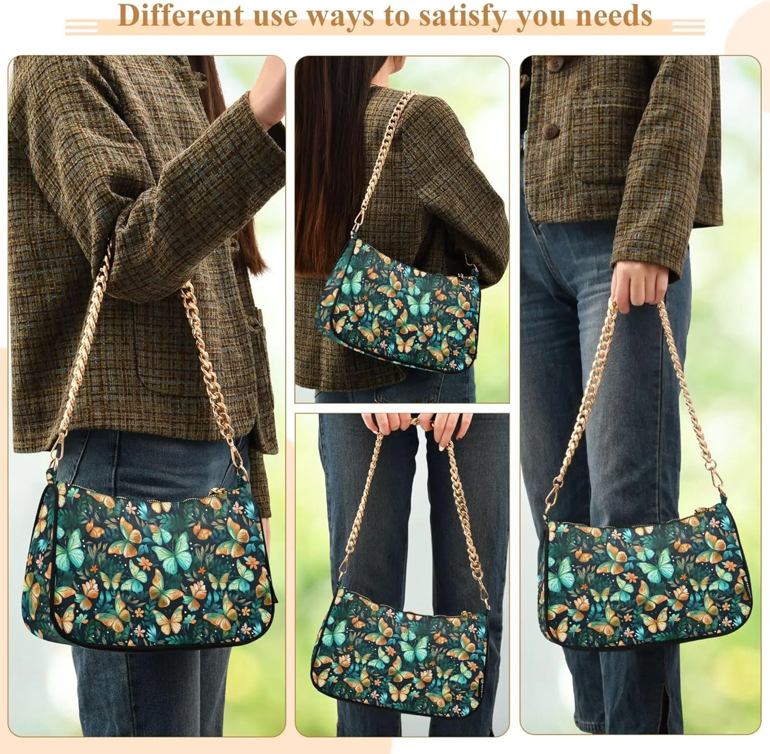 MNSRUU Handbag Purses Women Cut Chain Shoulder bag