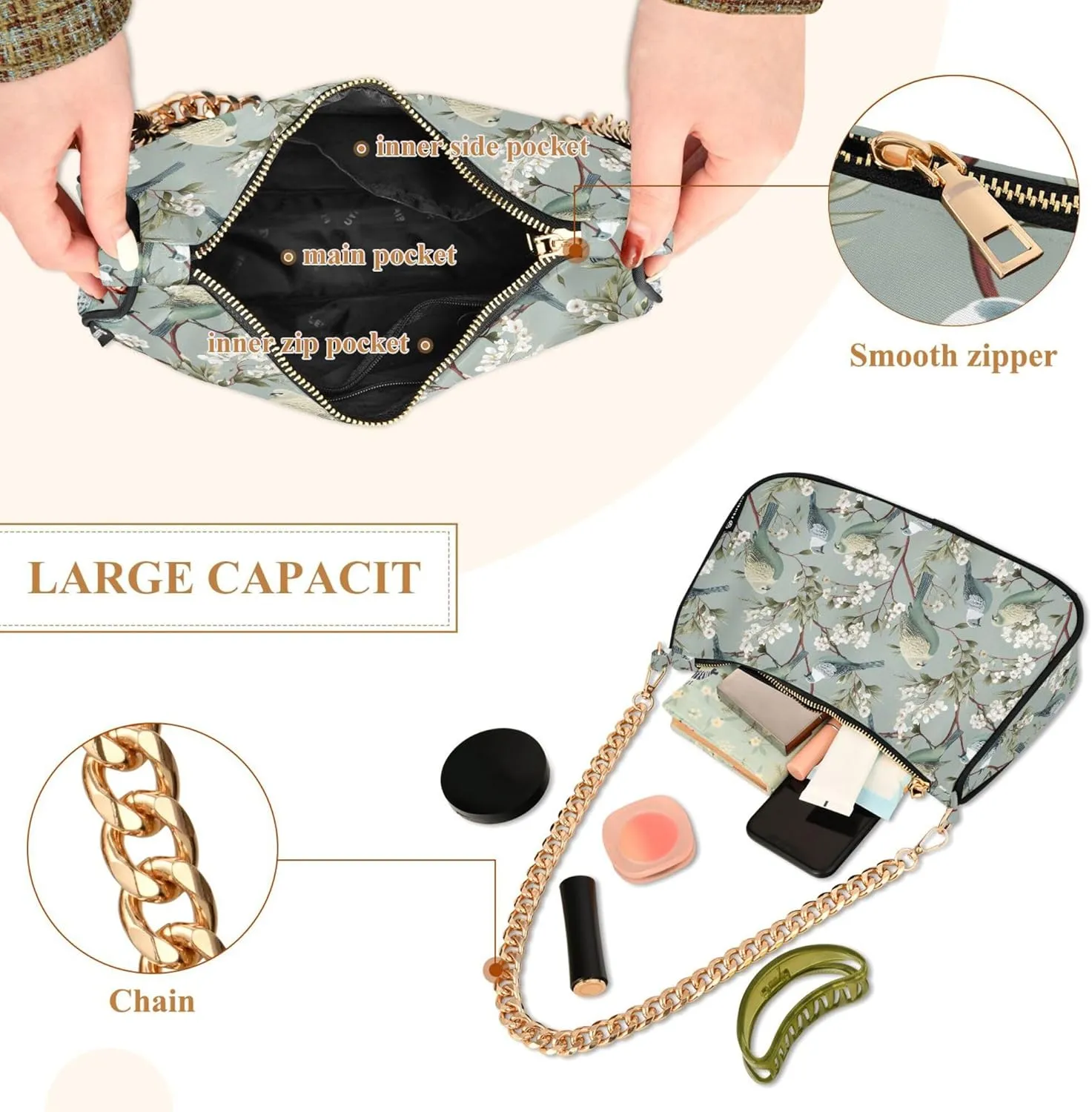 MNSRUU Handbag Purses Women Cut Chain Shoulder bag