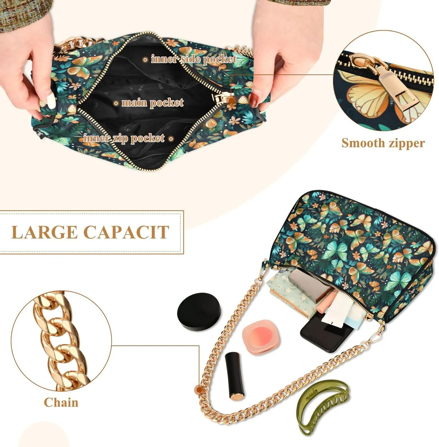 MNSRUU Handbag Purses Women Cut Chain Shoulder bag