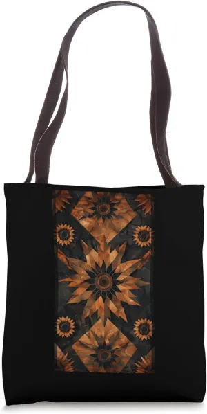 Modern Geometric Sunflowers Bull Sunflower Rustic Tote Bag